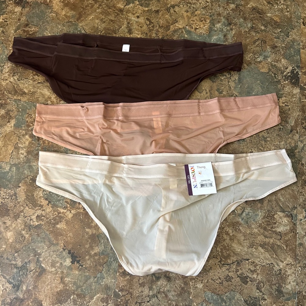 Joyspun Thong Panties Women's Size XXL (20) Brown Panty Underwear 3 Pair Thongs